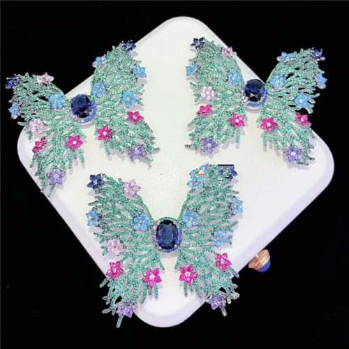 Wow! green zircon butterfly brooch nature wholesale FPPJ for xms gift