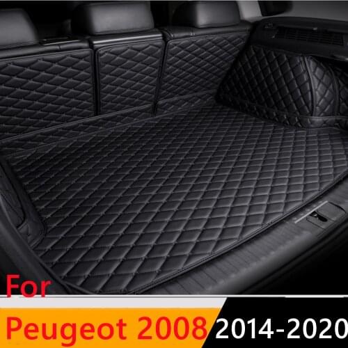 Sinjayer Waterproof Highly Covered Car Trunk Mat Tail Boot Pad Carpet Cover High Side Cargo Liner For Peugeot 2008 2014 15-2020
