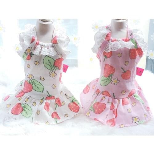 Princess Dog Cat Dress Tutu Strawberry Design Pet Puppy Skirt Spring/Summer Clothes Outfit 5 Sizes 2 Colours