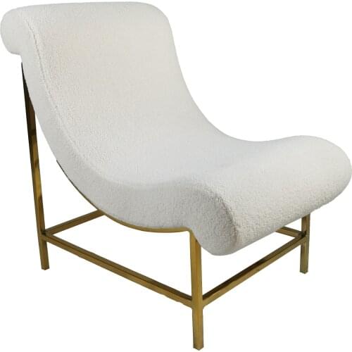 Chinafurniture Factory custom Golden metal leg white Fabric Velvet Leisure Lounge Chairs for living Room