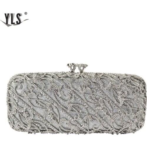 3D Flower Women Gold Crystal Evening Clutch Mini Bag Wedding Party Cocktail Diamond Handbag Club Celebrity Silver Purse