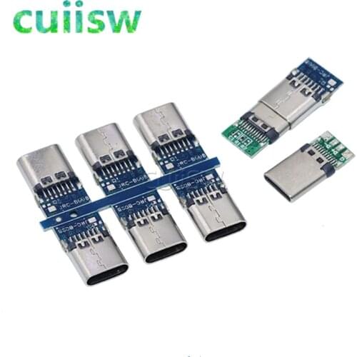 0pcs USB 3.1 Type-C Connector 24 Pins Male / Female Socket Receptacle Adapter to Solder Wire & Cable 24 Pins Support PCB Board