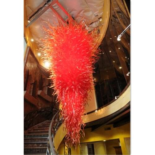 100% Hand Blown Dale Chihuly Lamp Villa Big Light Modern Red Glass Chandelier