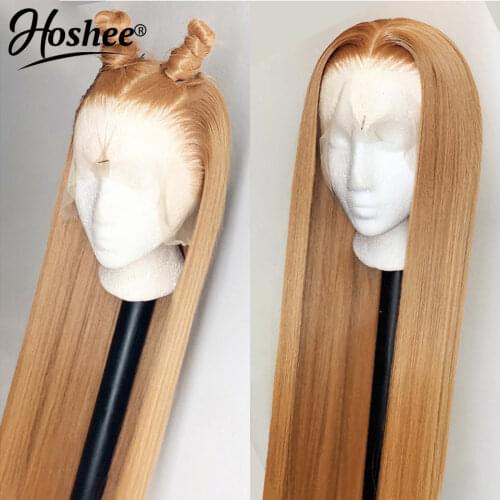 #27 Honey Blonde Lace Front Wig Pre plucked Straight Lace Front Wig Ombre Lace Wigs For Women Human Hair Brazilian Remy 200% Wig