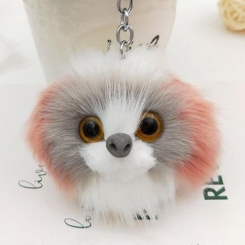Lovely Pompom Poodle Dog Keychains Bag Pendant Fluffy Keyring Pet Puppy Key Chain For Car Key Ring Women Faux Rabbit Fur Jewelry
