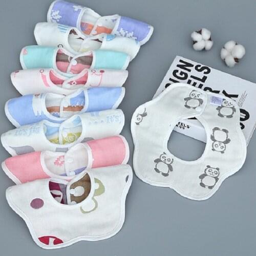 Baby Bibs 100% Cotton Gauze Saliva Bibs Infant Toddler Newborn Cartoon Burps Towel Dropshipping KF228