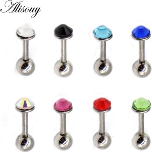Tiny Round Crystal Studs Earrings Screw Ball Stainless Steel Female Earrings Mini Small Childern Earring Pierced Ear Oorbellen