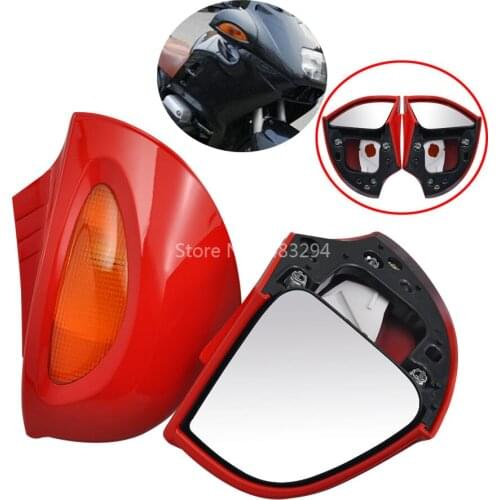 Fairing Mounted Red Rearview Side Mirrors With Amber Turn Signal Light Fit For BMW R1100RT R1150RT R1150 Models