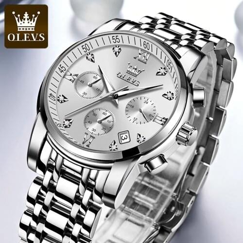 OLEVS Classic Brand Waterproof Watch Mens Quartz Watch Luxury Stainless Steel Sports Date Business Fashion Watch Reloj Hombre