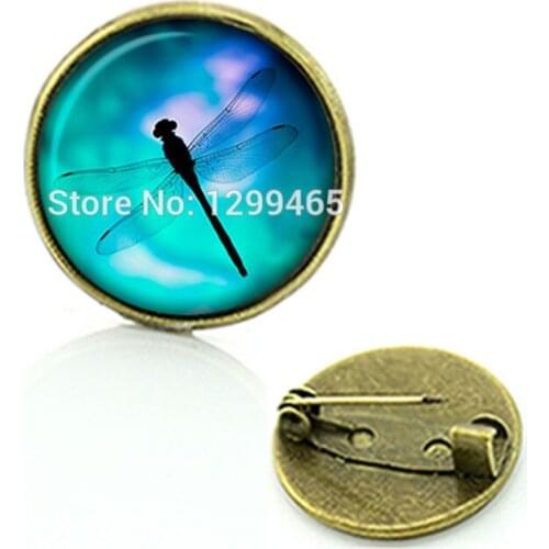 Wholesale Charms Jewelry Steam Punk Style jewelry Dragonfly art picture brooch gift your finish choice C 613