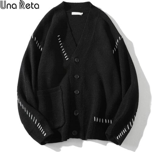Una Reta Harajuku Cardigan Sweater Mens Coat New Streetwear Men Clothing Casual Loose Single-breasted Sweater Cardigan Men