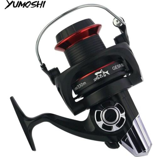 YUMOSHI Metal Spool Spinning Reels Saltwater Carp Fishing Reel 14+1BB 4.1:1 Coil Fishing Accessories Sea Stainless Steel Handle