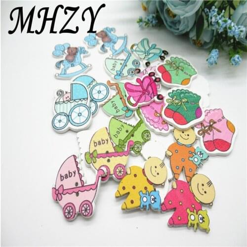 20PCS 35-50mm Wooden painted Baby series mix style blue pink Clip Crafts Scrapbooking DIY Kid Clip art Carfts C50