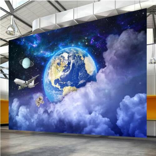 Home Improvement 3D Wallpaper for Walls 3d Decorative Vinyl Wall Paper Modern Star Earth Galactic Planet wallpapers