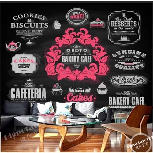 Custom 3D modern wallpaper,food icon European pattern for restaurant cafe bar background wall waterproof PVC papel de parede