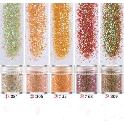 4pcs/set Mixed-size Hexagon Nail Glitter Sequins ultra-fine/1/2/3/5mm Sparkles Paillette Chrome Pigment For Nail Art Decorations