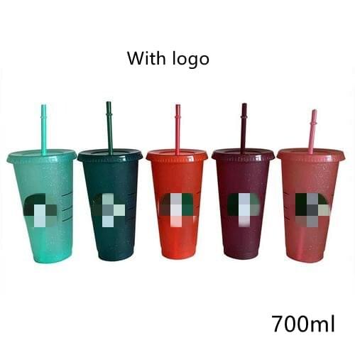 473/700/710ML 5pcs Straw Cup With Lid Reusable Water Bottles Durable Drop Resistant Plastic Cups Portable Drinks Mug Water Cup
