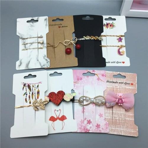 50Pcs 11.5x6.6cm Fashion Paper Jewelry Hair Accessory Packaging Cards Woman Hairpin Card Headwear Displays Card+OPP Bags