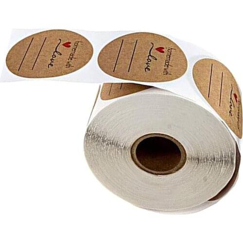 500 Pieces Of Round Love Kraft Paper Stickers Self-adhesive Labels DIY
