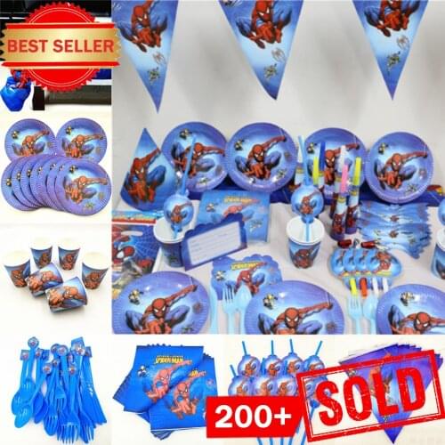 82pc/set Spiderman Birthday Party Supplies Kids Disposable Tablecloth Plates Cup Napkin Baby Shower Superhero Party Decorations