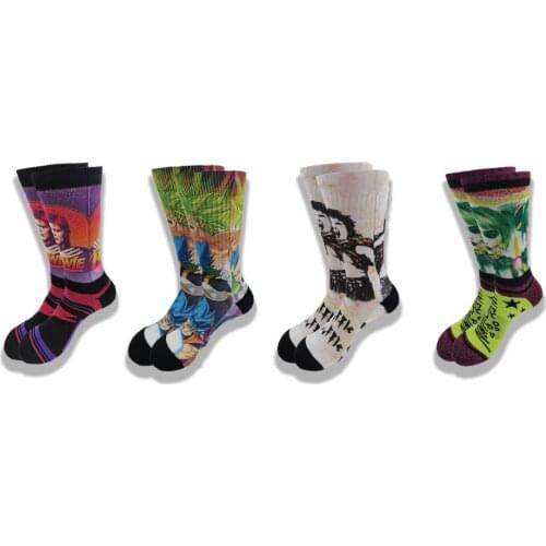 Anime Cute Cartoon and Character Avatar Happy Novelty Printing and Dyeing Men and Women Towel Bottom Cotton Socks in the Tube