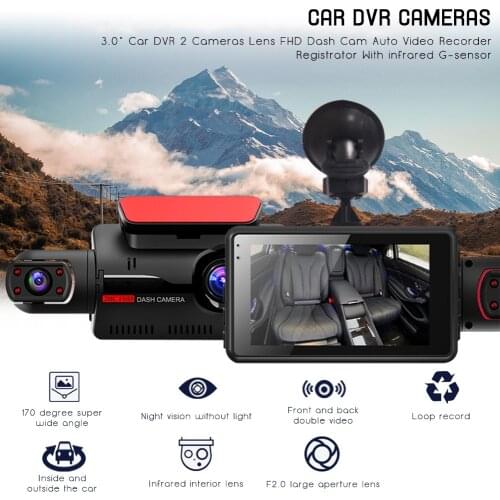 Car DVR 2 Cameras Lens NT96220 Chip FHD 3.0 Inch Dash Cam Auto Video Recorder Registrator Dvrs With infrared G-sensor