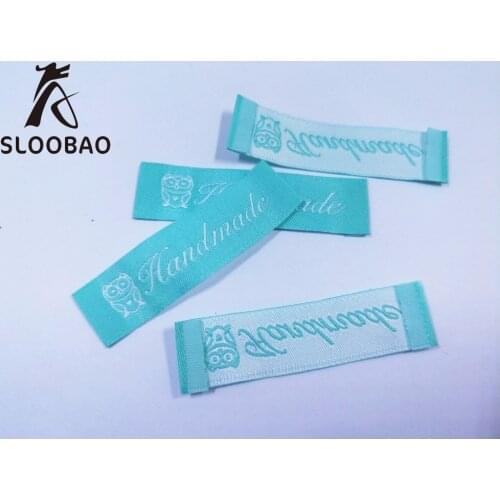 Free shipping Handmade tags Woven Printed Labels Clothes Garment label DIY tags Craft Sewing Accessories