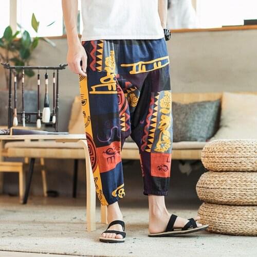Summer 5XL Men Sweatpant Linen Indian Loose Harem Bloomer Baggy Casual Jogger Running Workout Track Fitness Yoga Pant Sportswear