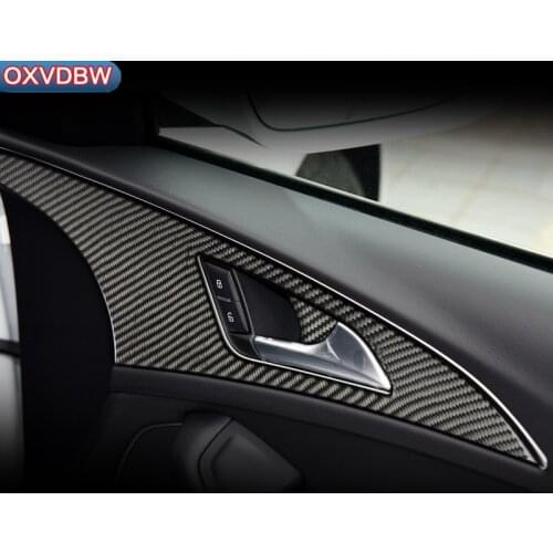 For Audi A6 C7 Interior Trim Carbon Fiber Door Handle panel Decor Cover moulding accessories 2011-2018 Car Styling sticker