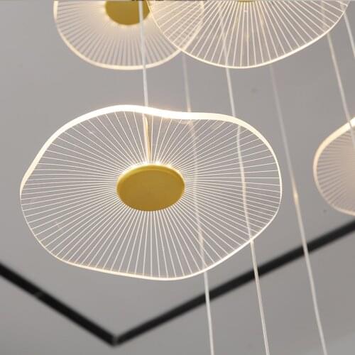 Engraved Acrylic Lotus Pendant lights Modern led Pendant lamps for living room dining Stairs hanging decoration light