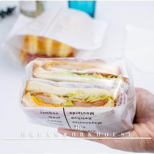 Bread Bag English Newspaper Design Cake Toast Disposable Doggy Packing Hamburger Takeaway Packaging Breakfast Wrapping Bag 95pcs