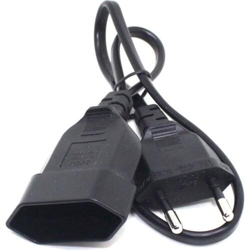 0.5m Power Extension Cable 2/3 Prong Outlet Male plug to Female socket for Europea US AC Power Cord