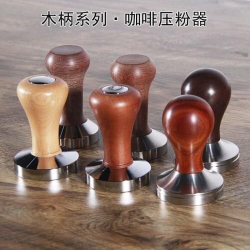 Stainless Steel Coffee Tamper Wooden Handle Powder Press Coffee Distributor Thread Coffee Distributor Coffee Machine Tamper