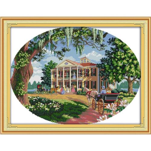 South estate cross stitch kit lanscape garden 14ct 11ct count printed canvas stitching embroidery DIY handmade needlework