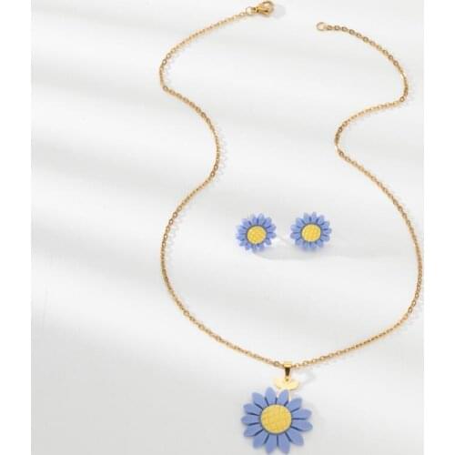 Summer Design Sunflower Necklace Women Fashion Jewelry 2020 Stainless Steel Sun Flower Necklaces Girls Party Wedding Gifts