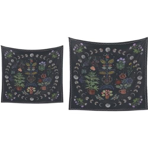 E1PC Moon Phase Tapestry Wall Hanging Botanical Celestial Floral Tapestry Background