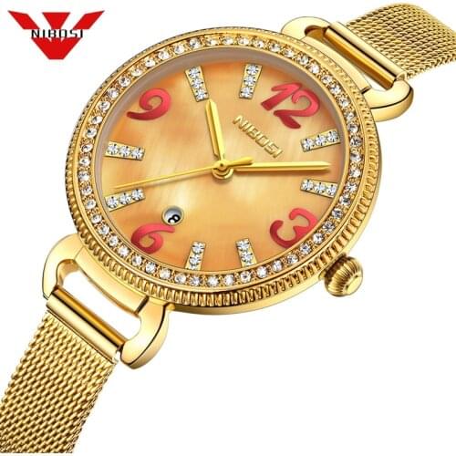 NIBOSI Quartz Movement High Quality Women Watch Stainless Steel Mesh Rose Gold Waterproof Fashion Ladies Watch Dropshipping