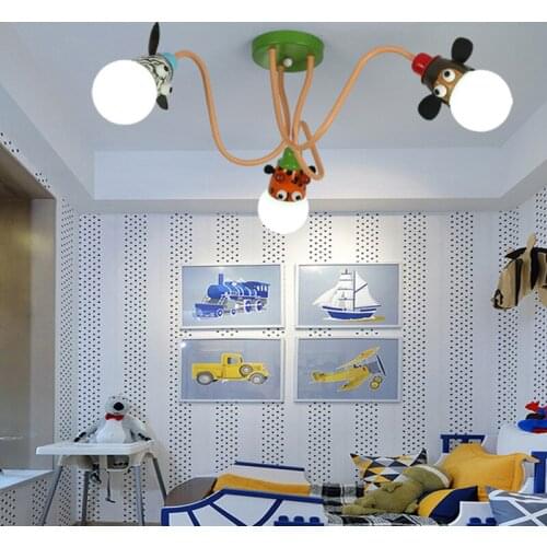 New Warm Children Chandelier Lamp Modern minimalist children Room Lamp Kids Bedroom Cartoon Animal Head Pendant Indoor Lamp