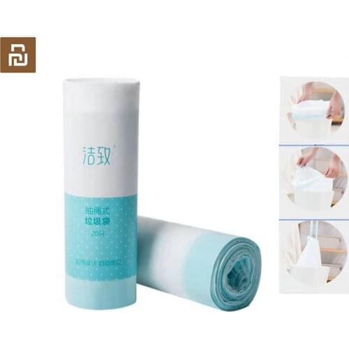 Youpin JieZhi Drawstring Trash Bag Garbage Bag Thicken Material Prevent Leakage Household Plastic Rubbish Bag 20pcs /1roll
