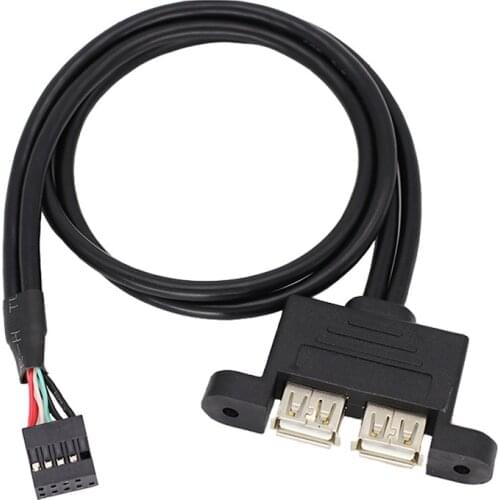 PC Case Internal Dupont 9pin To 2-port USB Type A Female Screw Lock Panel Mount Cable 30/50CM