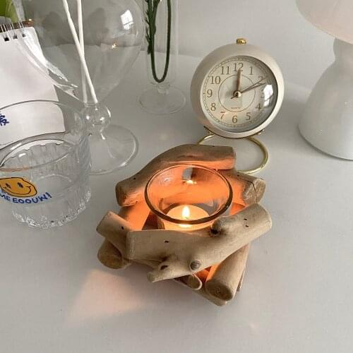 Nordic Ins Retro Drifting Wooden Candlestick Rustic Creative Simplicity Home Soft Decoration Modern Dining Table Home Decor