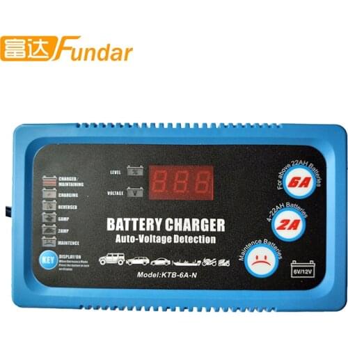 Portable Car Motorcycle 6/12 Volt Electric Vehicle Battery Charger With LED Display