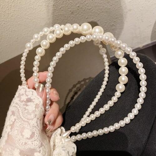 1 Pcs Summer Bohemian Soft Satin Wide Headband Center Knotted with Pearl Hairband Headdress Girls Fashion Hair Accessories