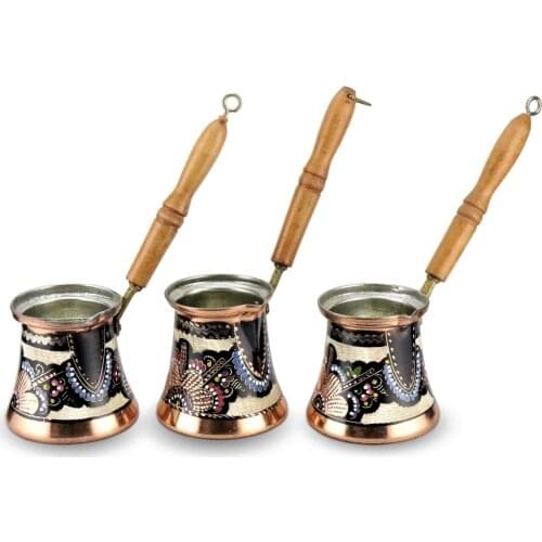 Rose Flower Copper 3 Piece Coffee Pot Set (953)