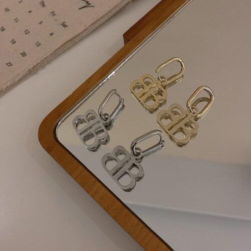 Retro Design Temperament Letter Alloy Earrings Trendy Small Earrings for Women Fashion Jewelry Birthday Gift