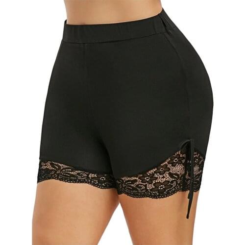 Women Basic Slip Bike Stretch Shorts Gym Workout High Waist Sports Shorts Casual Solid Color Plus Size Lace Shorts шорты женские