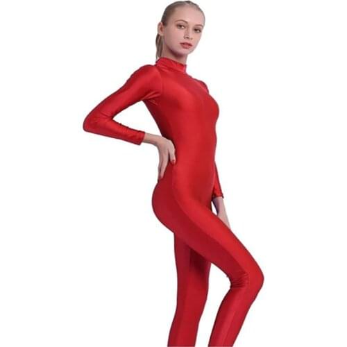 Speerise Adult Women Unitard High Neck Zip One Piece Full Body Leotard Long Sleeve Ballet Dancewear