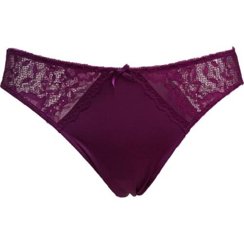 2pcs Fashion Purple Lace Floral Bow Low Waist Panties for Women Vogue Comfort Female Brief Underwear Sexy Lingerie BR027