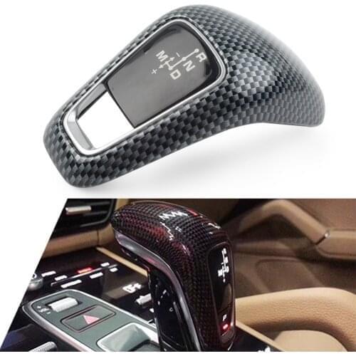 Carbon Fiber Style Car Gear Shift Knob Cover Trim Decorate For Porsche Cayenne 2018 2019 2020 2021 Auto Accessories