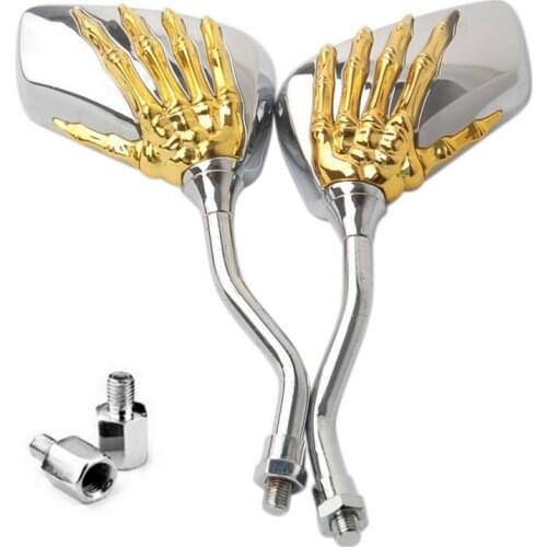 10 Colors available Universal Motorcycle Rearview Mirror With Screw Skeleton Skull Hand Claw Motorbike Side Mirrors